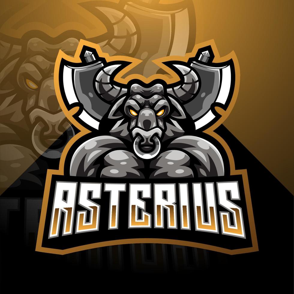 design do logotipo do mascote asterius esport vetor