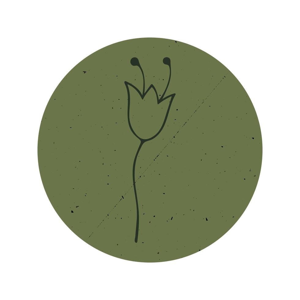 ícones do plantas, flores, galhos dentro grunge círculos vetor