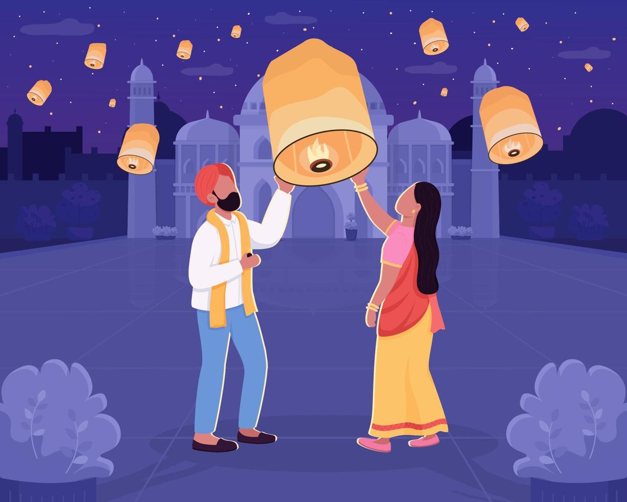 ilustração em vetor cor lisa celebração tradicional de diwali