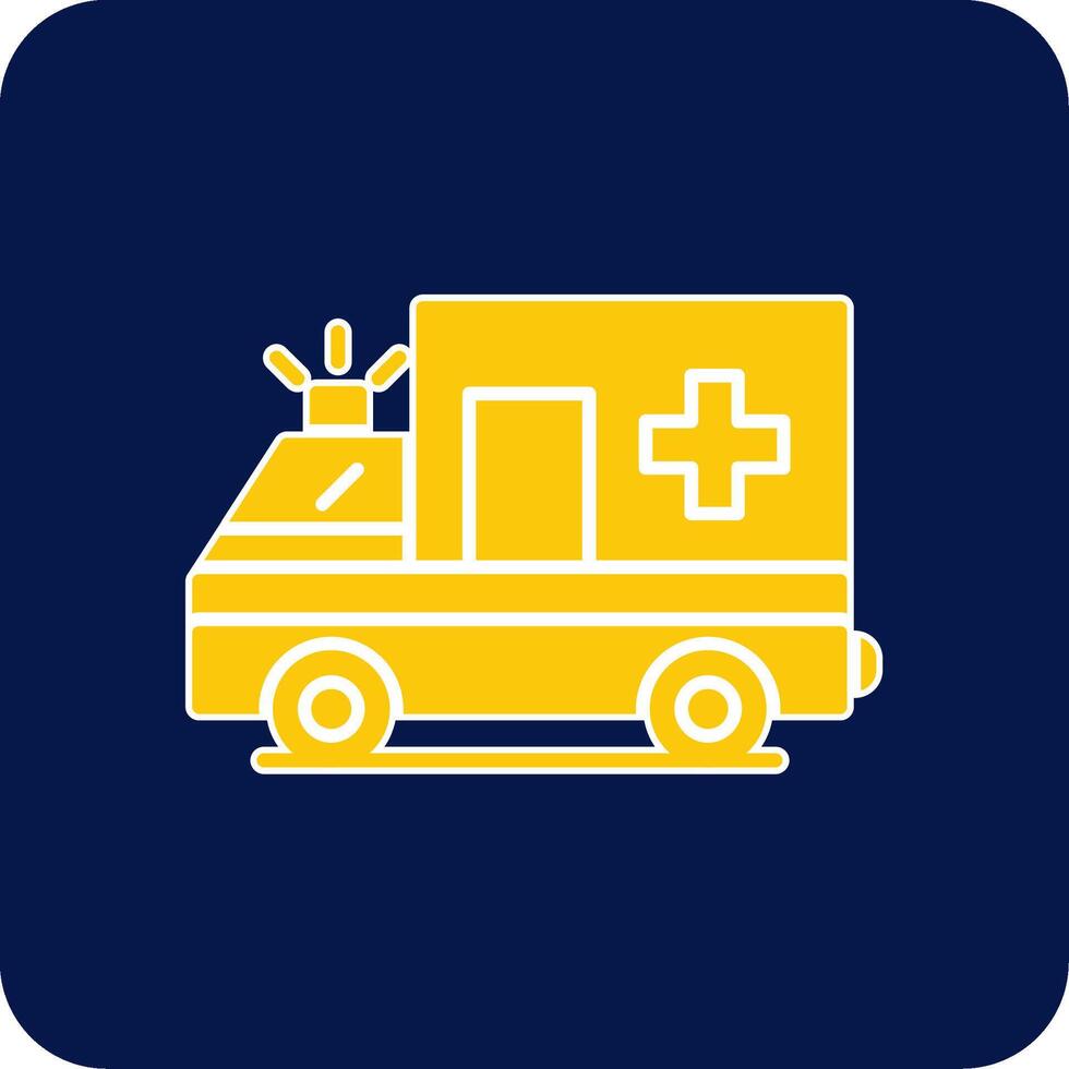 ambulância glifo quadrado dois cor ícone vetor