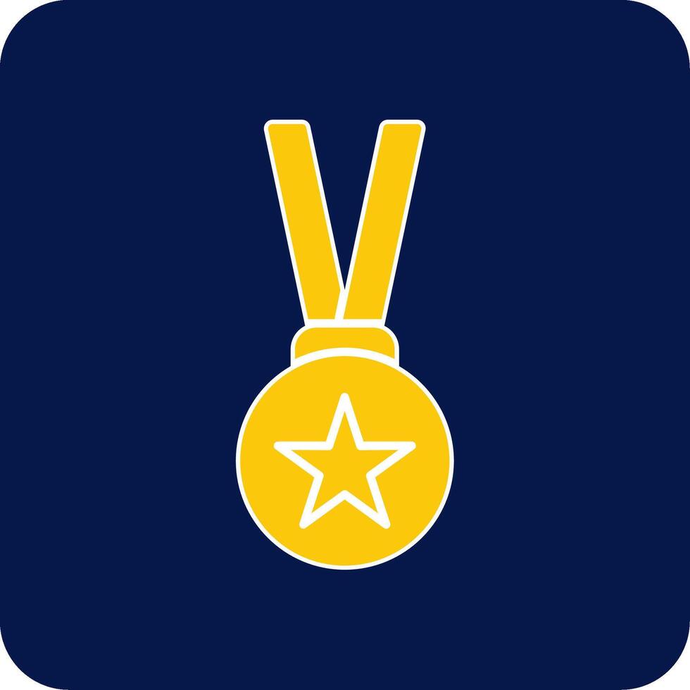 medalha glifo quadrado dois cor ícone vetor