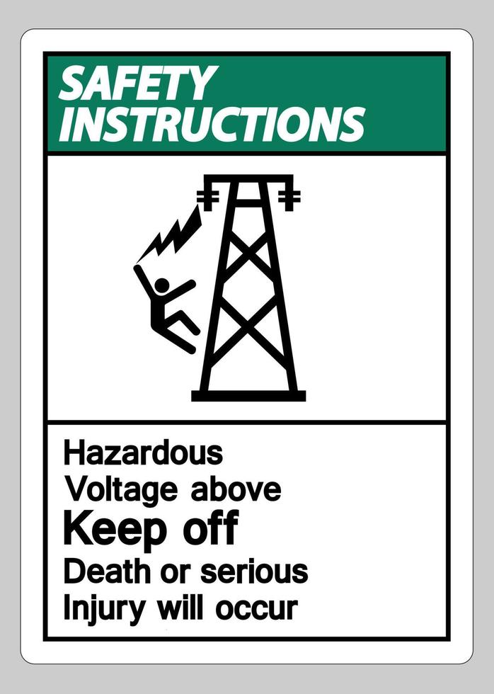 instruções de segurança voltagem perigosa acima evita a morte ou ferimentos graves ocorrerão. vetor