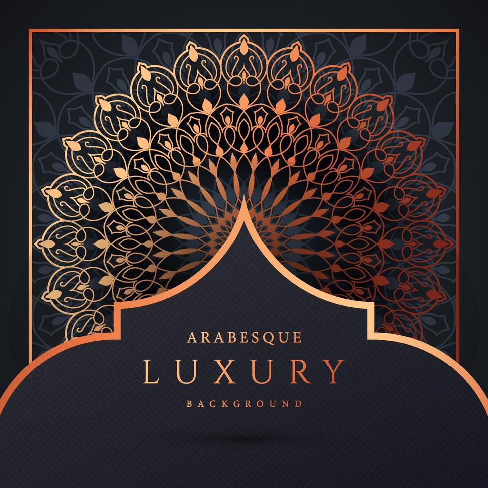 fundo de mandala de luxo com cor de ouro padrão arabesco dourado. ornamento elegante convite cartão de casamento, convite, padrão de arabesco, islâmico, capa de pano de fundo banner ilustração vetorial design vetor