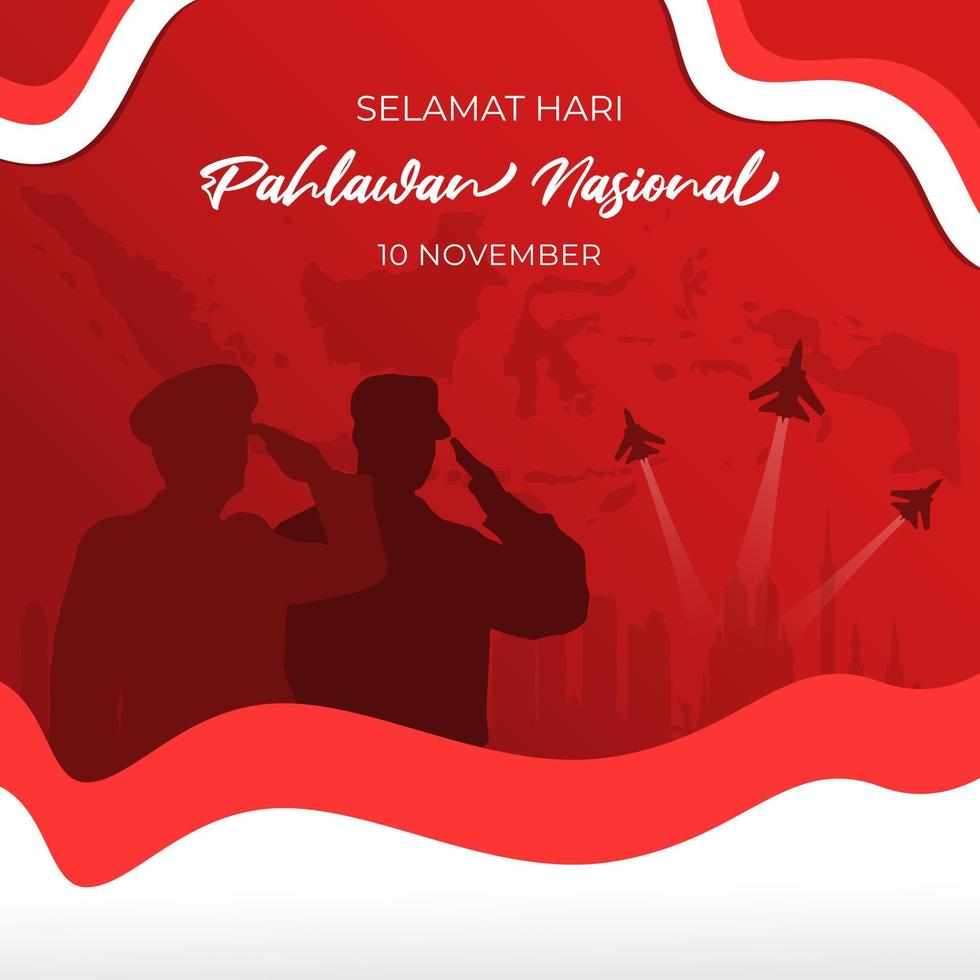 heróis nacionais indonésios dia 10 de novembro banner design. heróis nacionais indonésios dia 10 de novembro fundo vetor