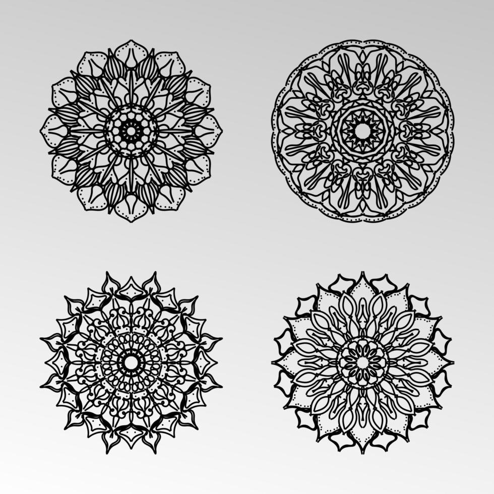 coleções padrão circular em forma de uma mandala para henna, mehndi, tatuagens, decorações. decoração decorativa em estilo oriental étnico. página do livro para colorir. vetor