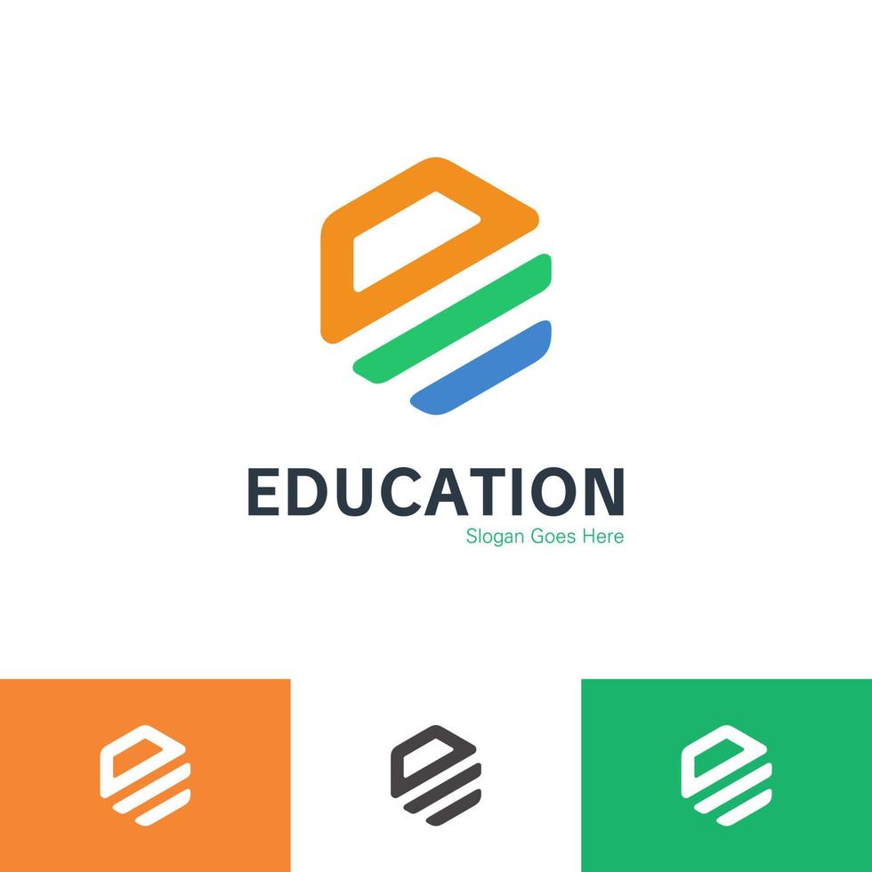 educação logoeducation aprendizagem on-line modelo de logotipo vetor moderno conceito de design abstrato ícone hexágono emblema para cursos classes escolas universidade faixas de crescimento