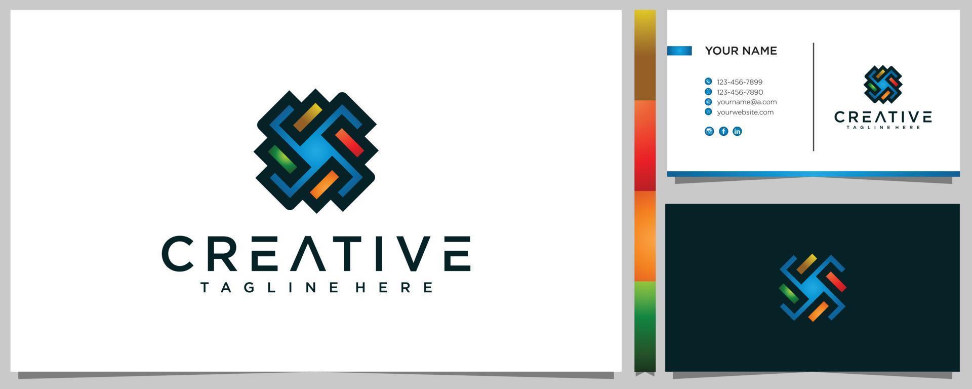 Inspiração para o design do logotipo da comunidade gradiente colorido com cartão de visita premium vetor