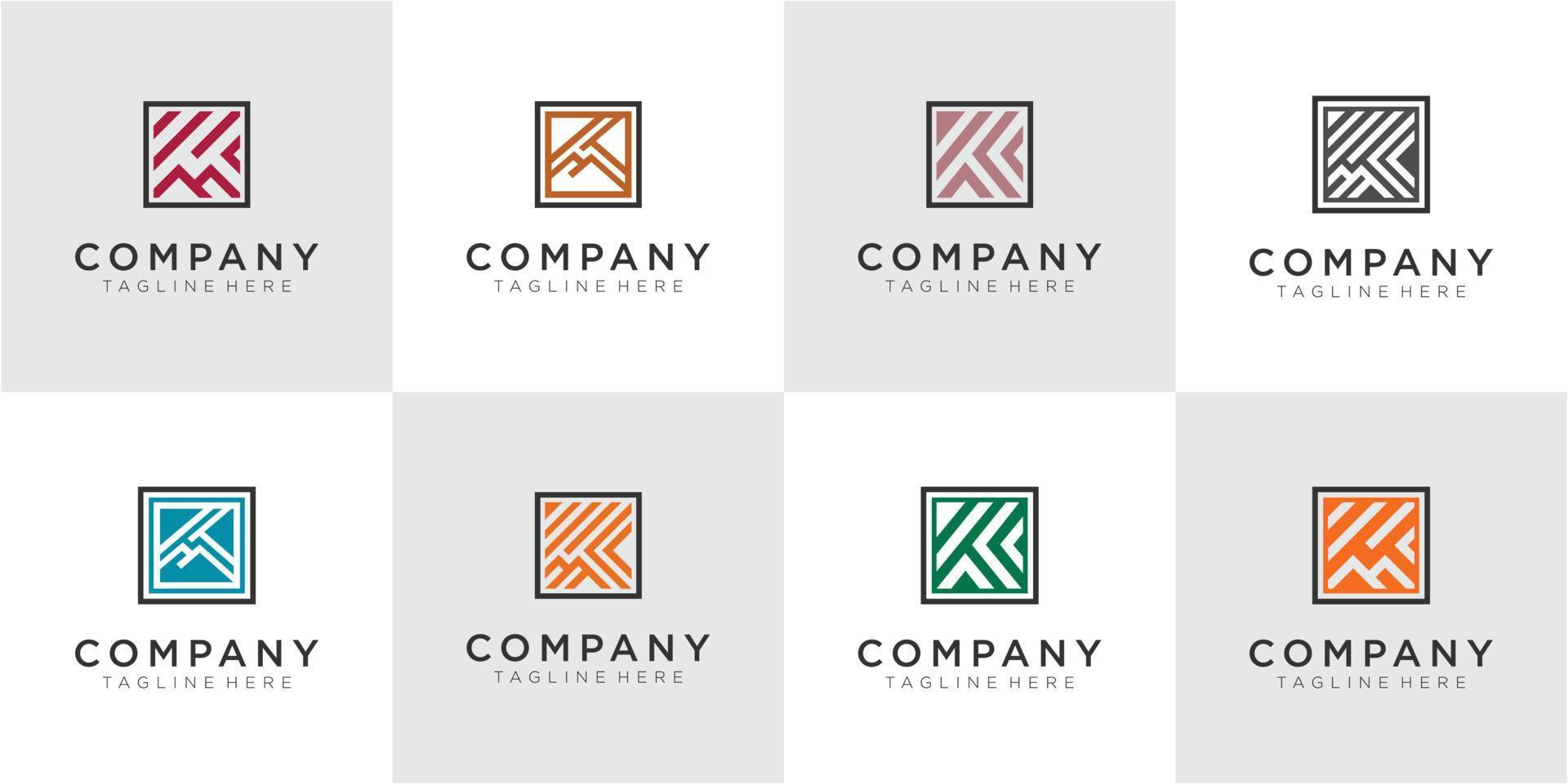 conjunto de inspirações de design de logotipo da letra k de linha criativa vetor