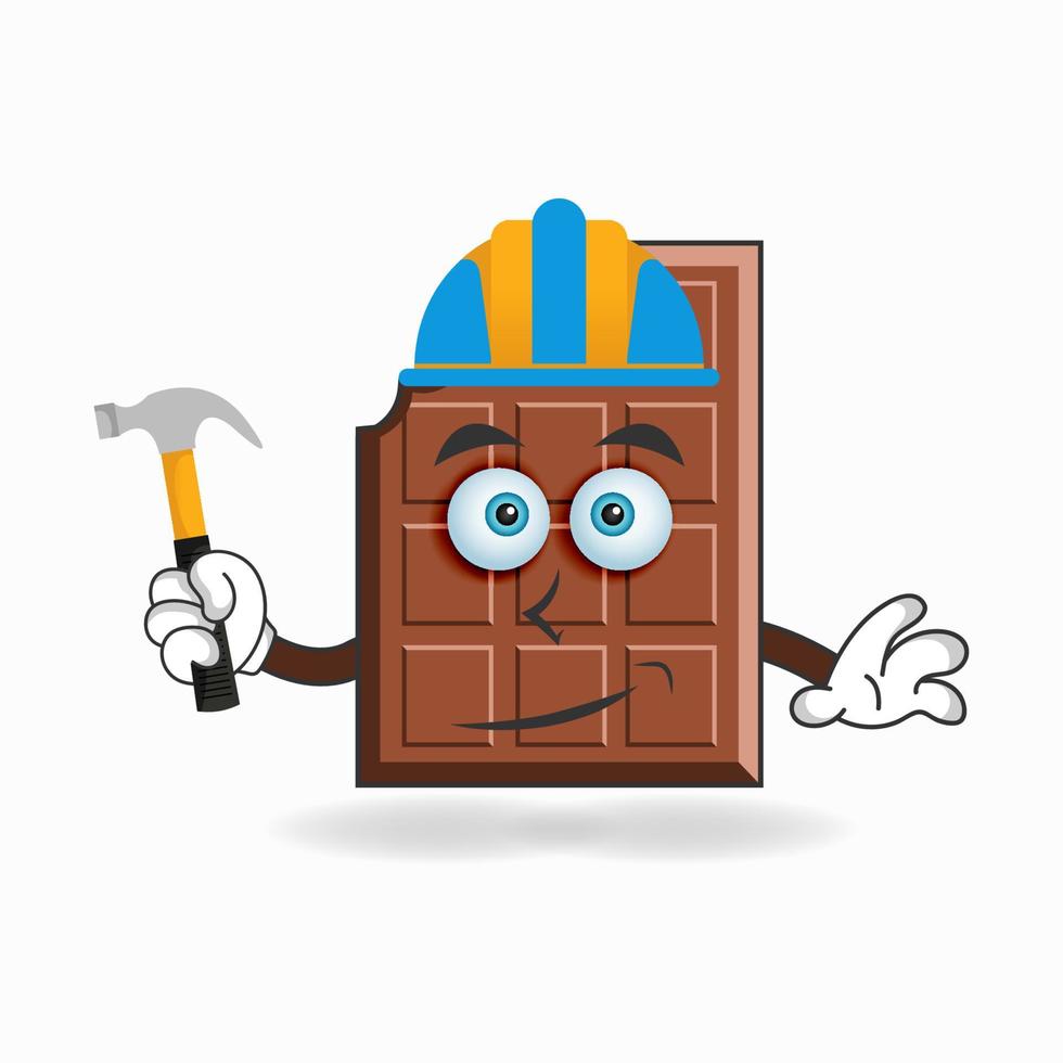 o personagem mascote do chocolate torna-se um construtor. ilustração vetorial vetor