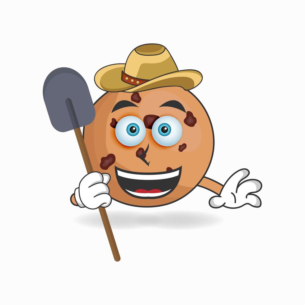 o personagem mascote dos biscoitos se torna um fazendeiro. ilustração vetorial vetor