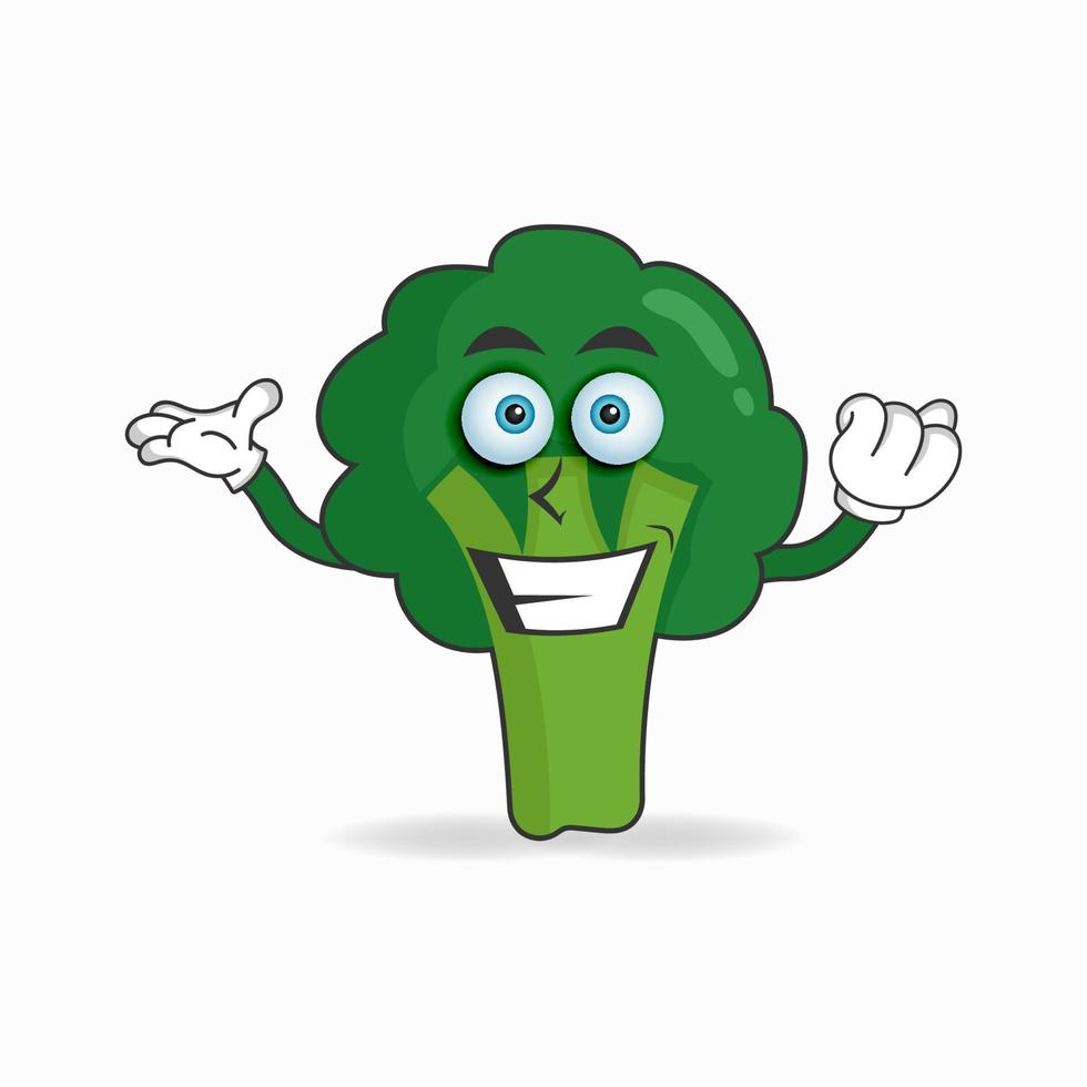 personagem mascote de brócolis com expressão de sorriso. ilustração vetorial vetor