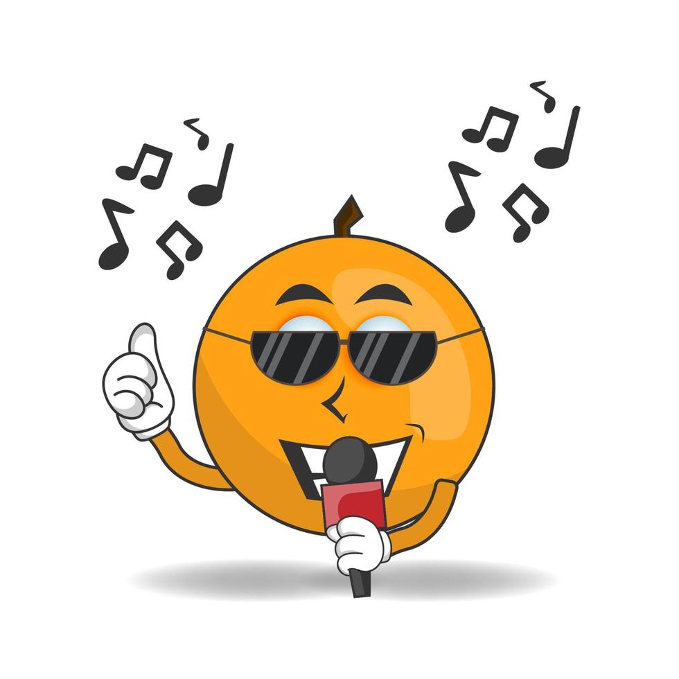 o mascote laranja está cantando. ilustração vetorial vetor