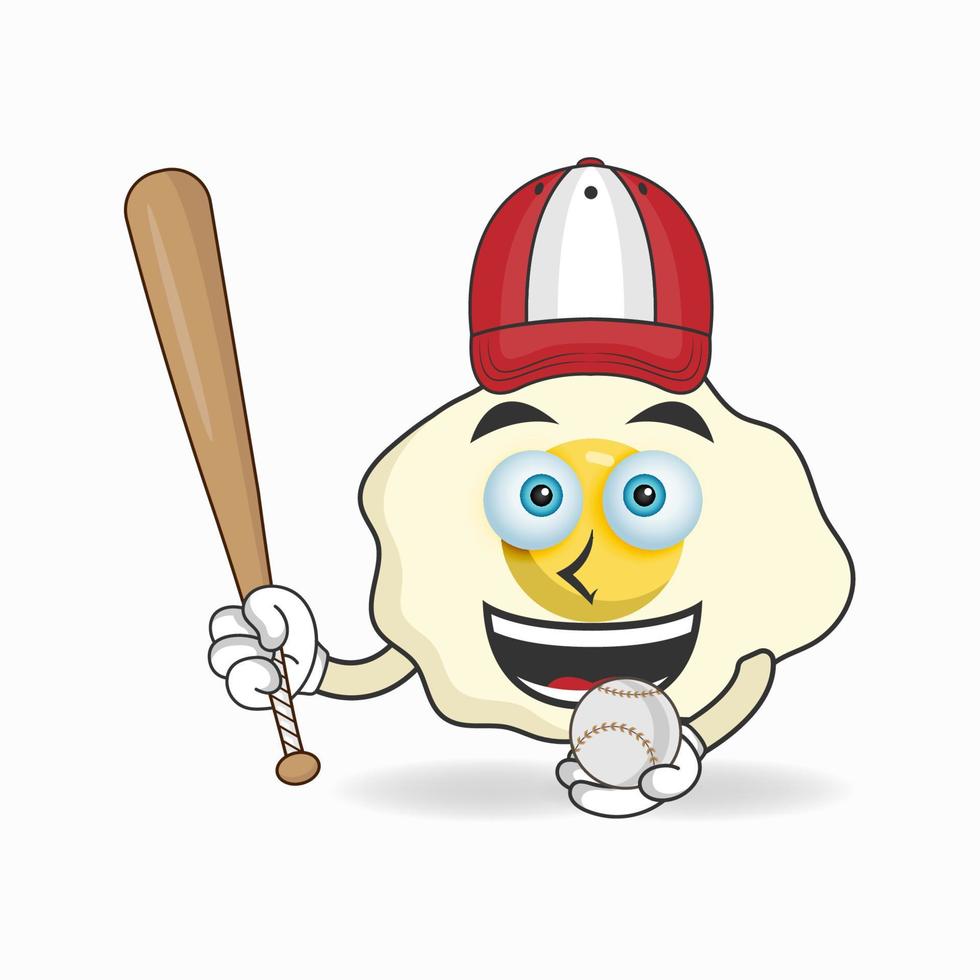 personagem de mascote de ovo com equipamento de jogo de beisebol. ilustração vetorial vetor