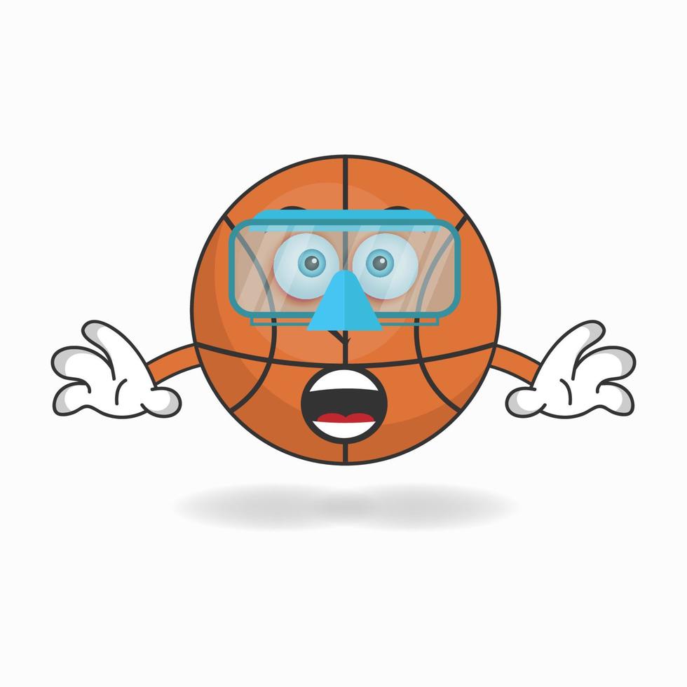 o personagem mascote do basquete está mergulhando. ilustração vetorial vetor