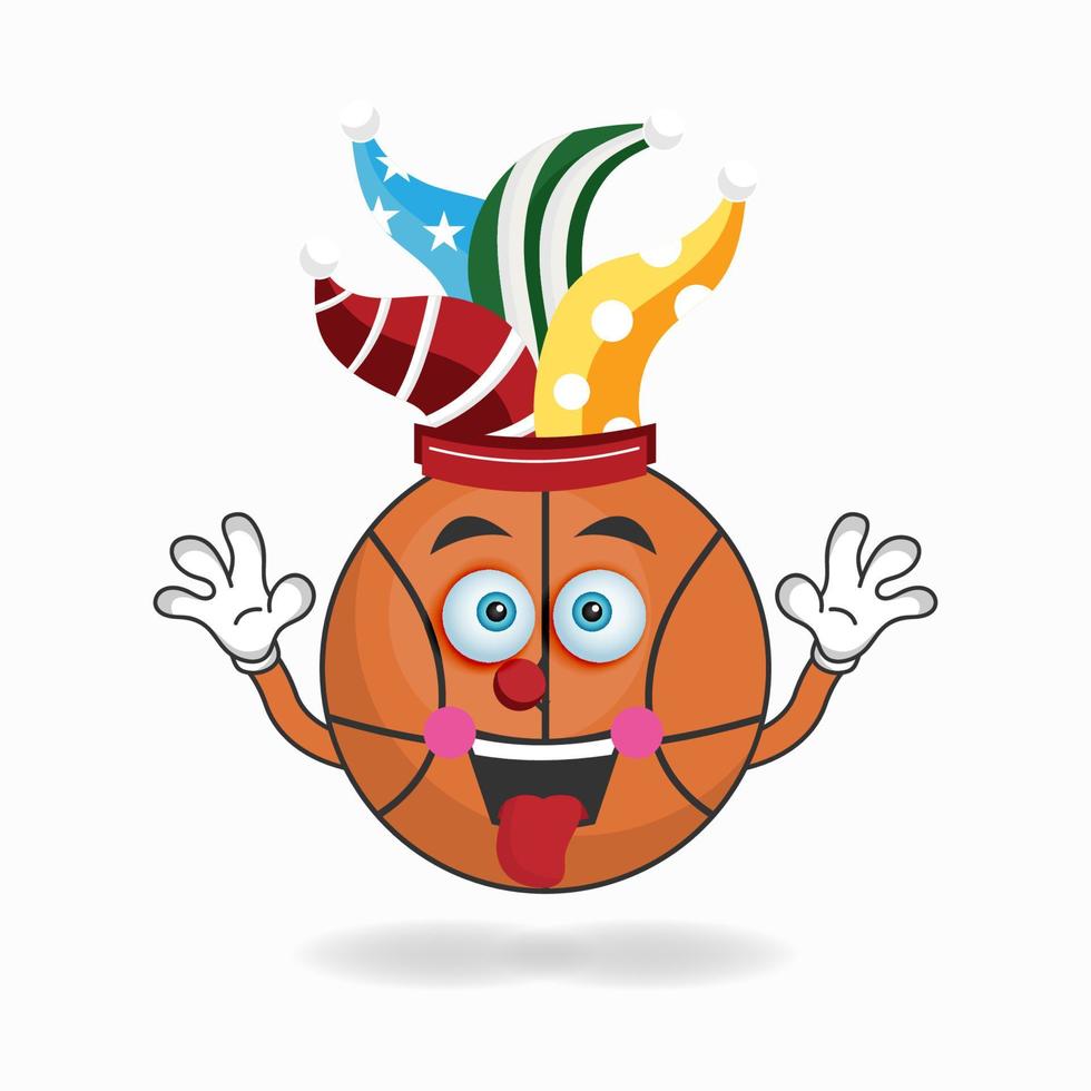 o mascote do basquete se torna um palhaço. ilustração vetorial vetor