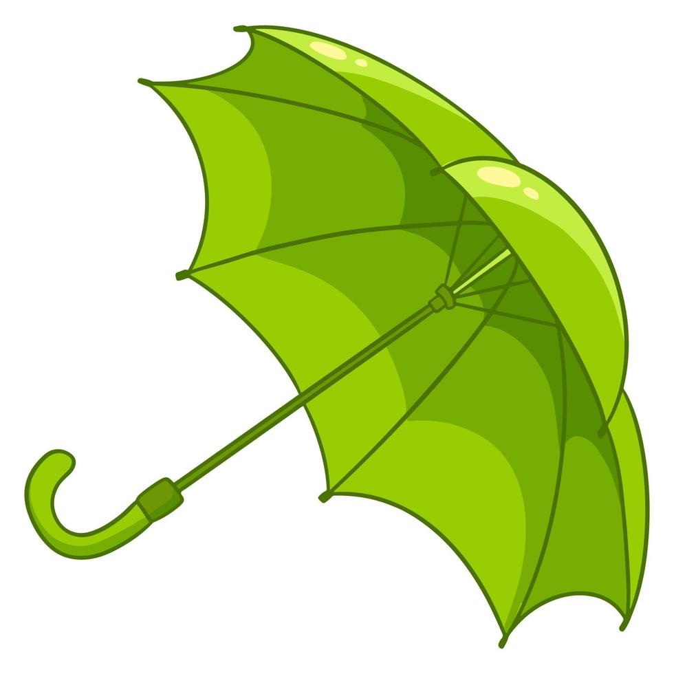 proteção contra chuva. guarda-chuva verde em estilo cartoon. vetor
