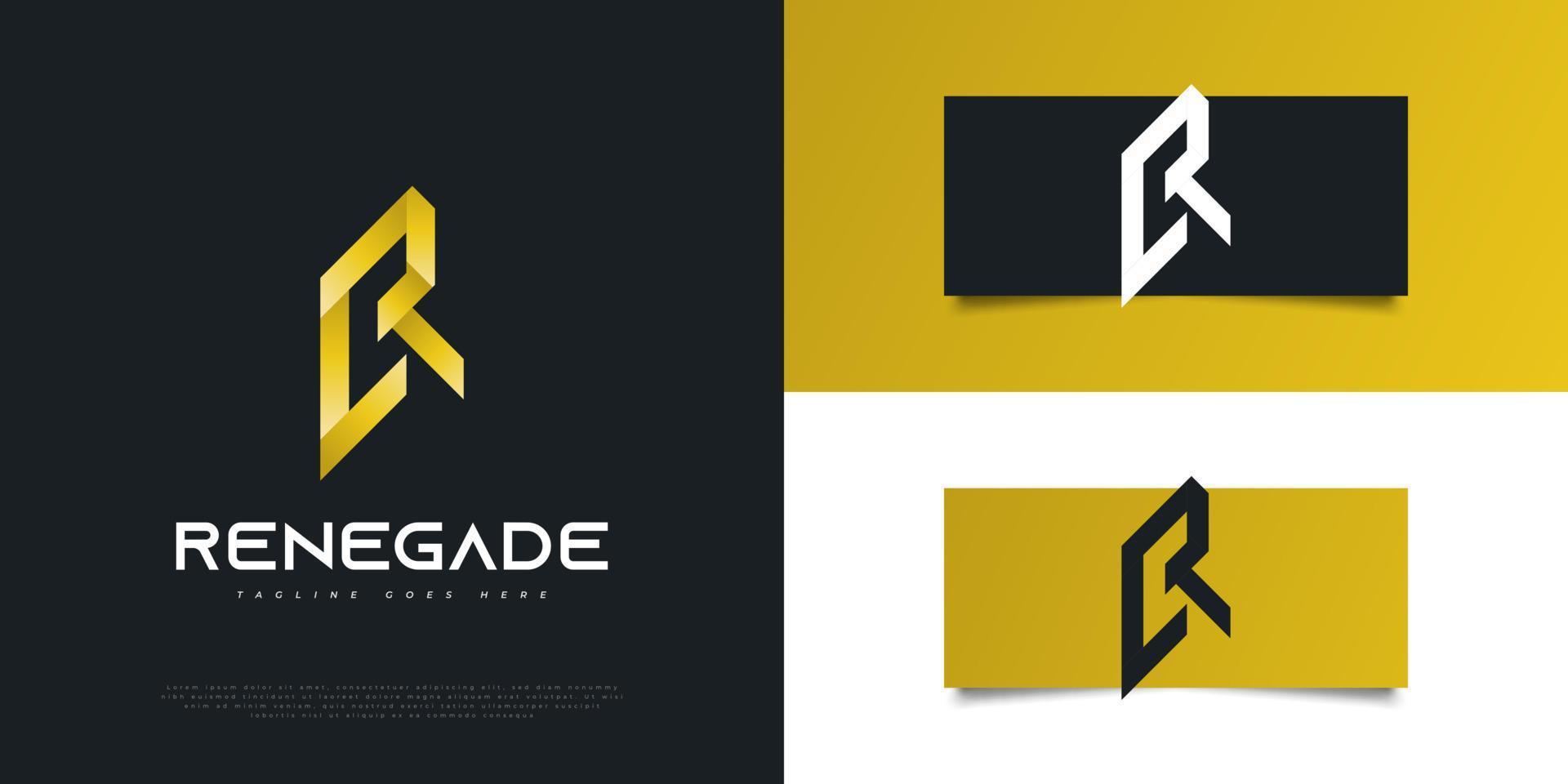 design de logotipo abstrato e moderno letra r em gradiente amarelo. modelo de design de logotipo de monograma r vetor