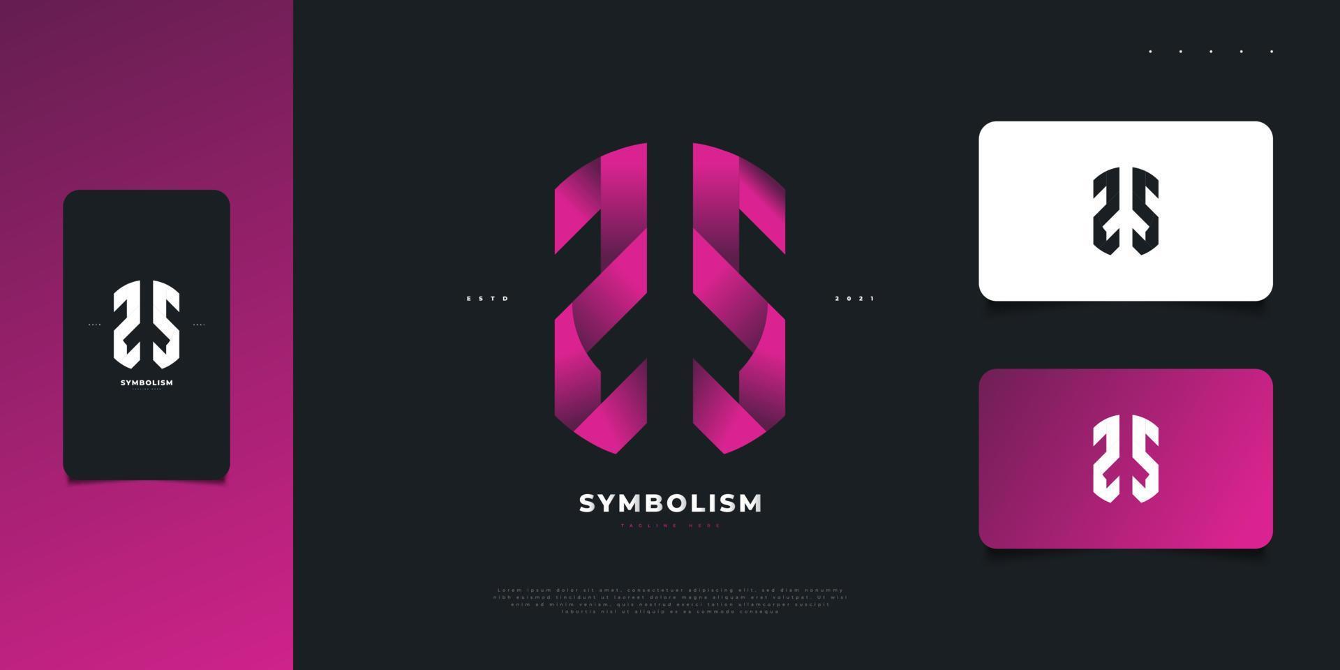 design moderno e abstrato do logotipo da letra inicial ss com estilo de corte de papel em gradiente rosa. logotipo do monograma ss vetor