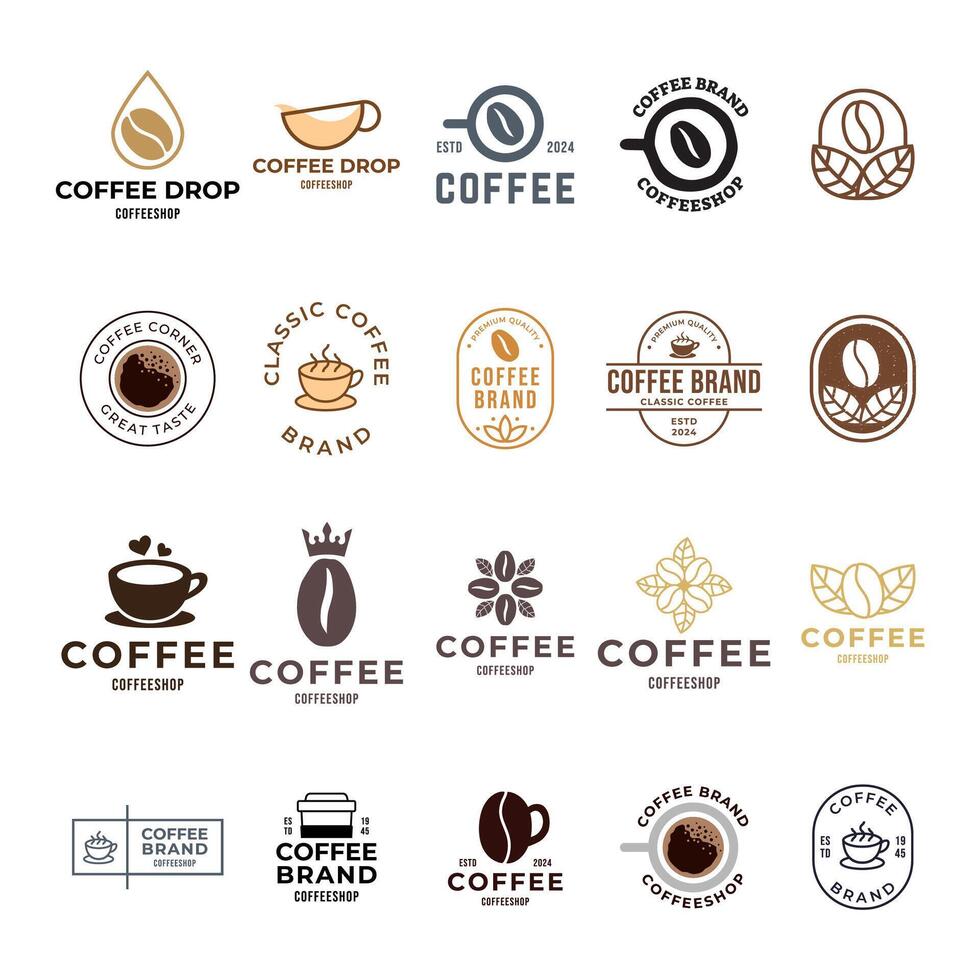 conjunto do café citações gráficos, logotipos, etiquetas e Distintivos. vetor