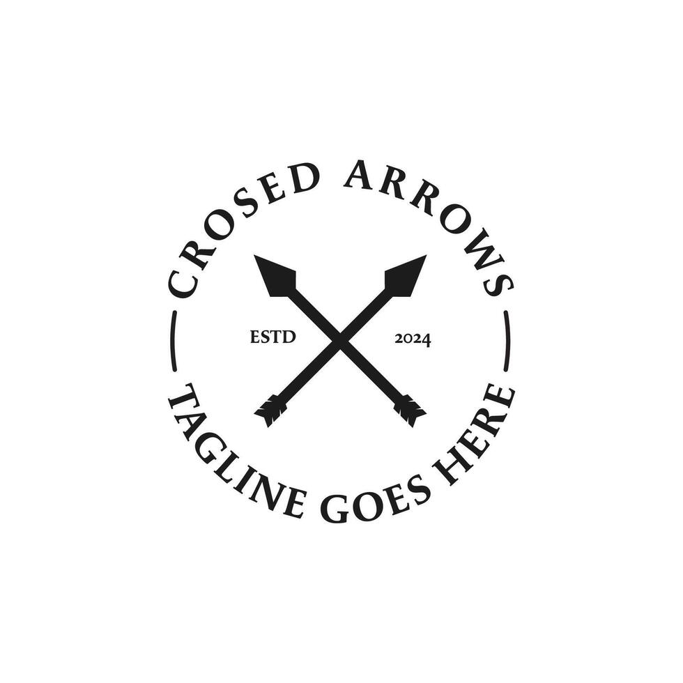 vintage cruzado Setas; flechas para arqueiro Caçando rótulo carimbo logotipo Projeto conceito vetor ilustração