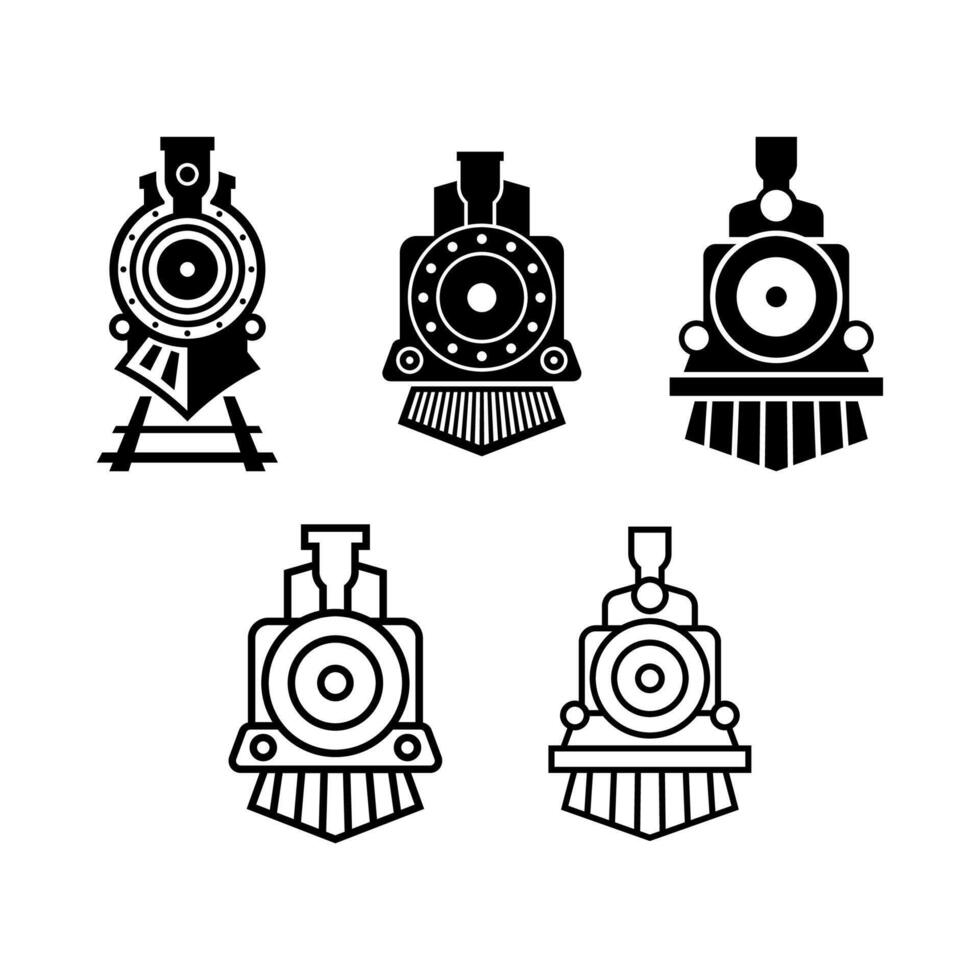 conjunto do locomotiva ícone vetor ilustração Projeto.