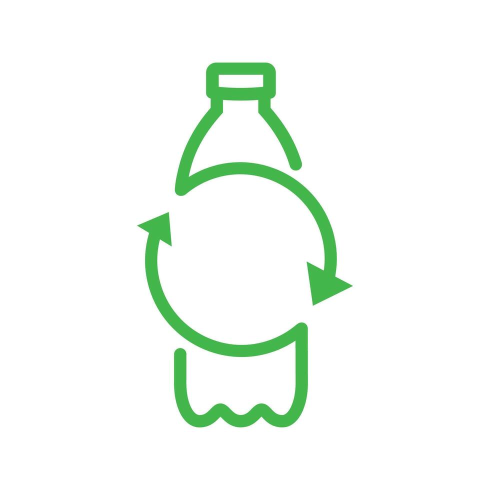 reciclar plástico garrafa ícone. garrafa com reciclar símbolo. linha vetor