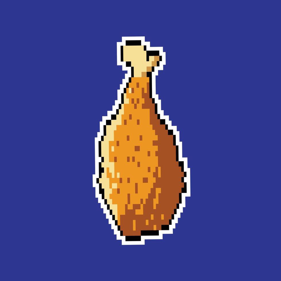 pixel arte retro frito frango ilustração vetor