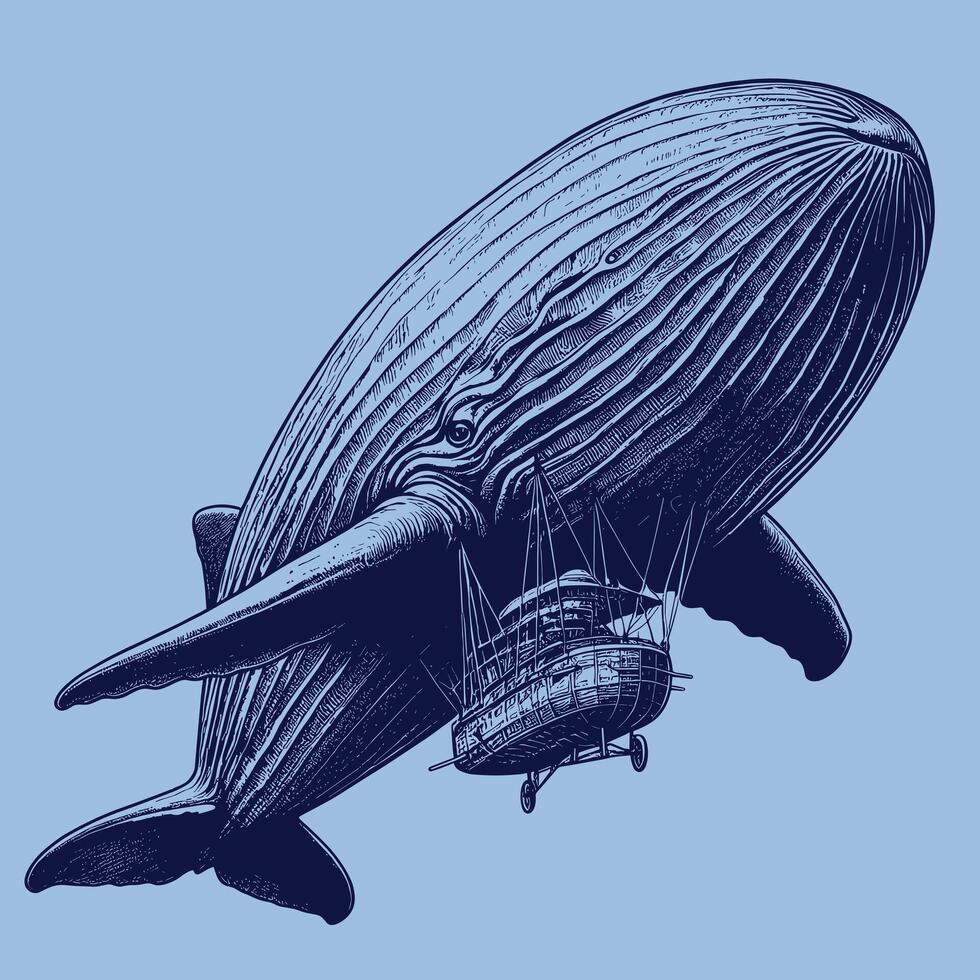 zepelim dirigível baleias ilustração vetor