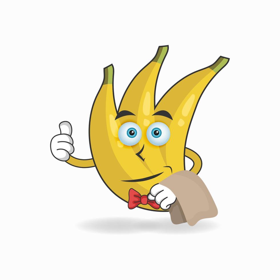 o mascote banana se transforma em garçons. ilustração vetorial vetor