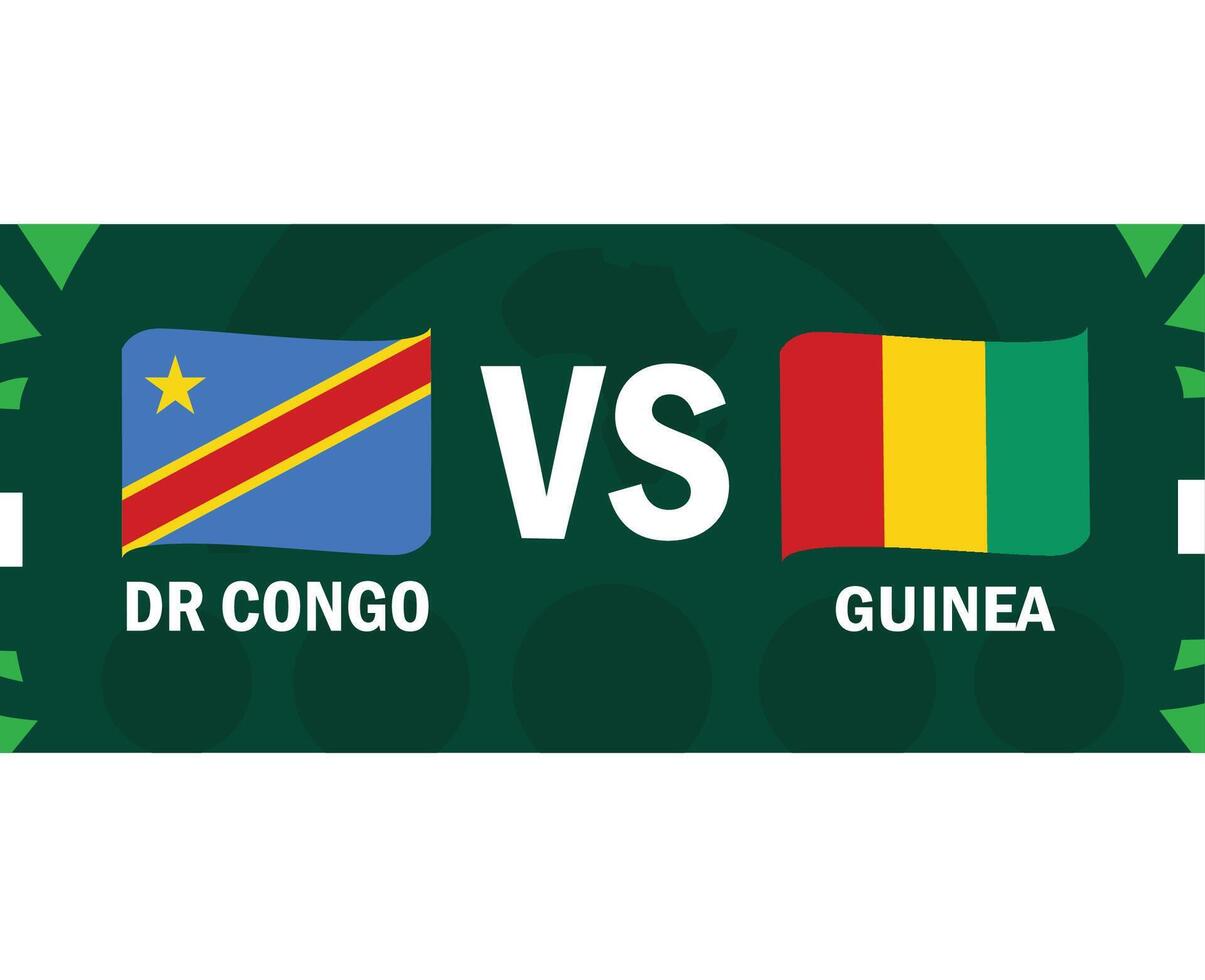 dr Congo e Guiné Combine bandeiras fita africano nações 2023 emblemas equipes países africano futebol símbolo logotipo Projeto vetor ilustração