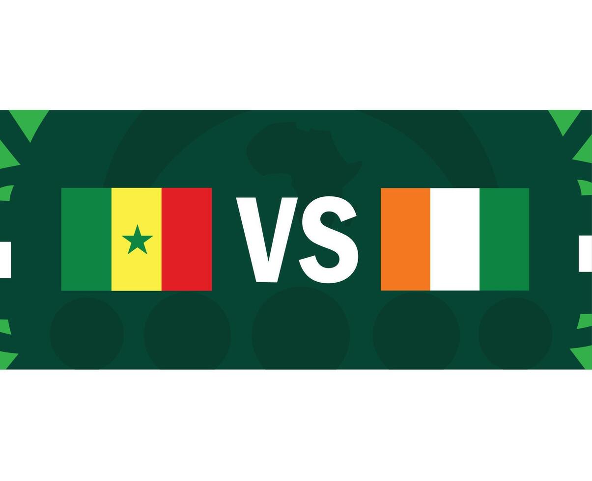 Senegal e marfim costa Combine bandeiras africano nações 2023 emblemas equipes países africano futebol símbolo logotipo Projeto vetor ilustração