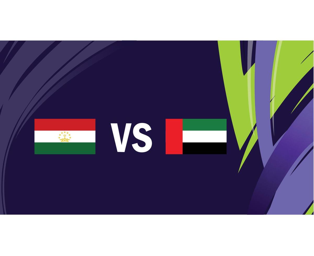 tajiquistão e eua Combine bandeiras ásia nações 2023 emblemas equipes países ásia futebol símbolo logotipo Projeto vetor ilustração