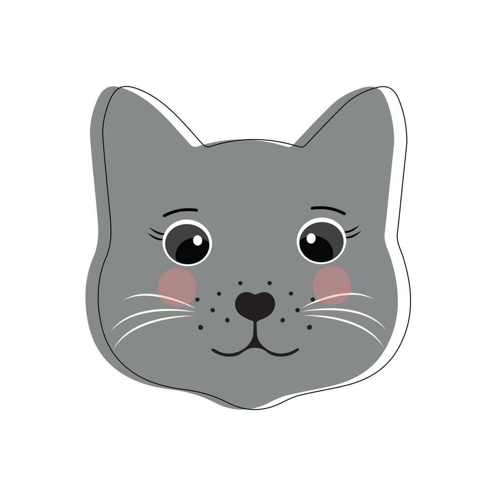 gato animal cabeça face ícone, vetor ilustração do engraçado desenho animado gatos, gato face com vários expressões e padrões vetor ilustração plano Projeto. eps 10