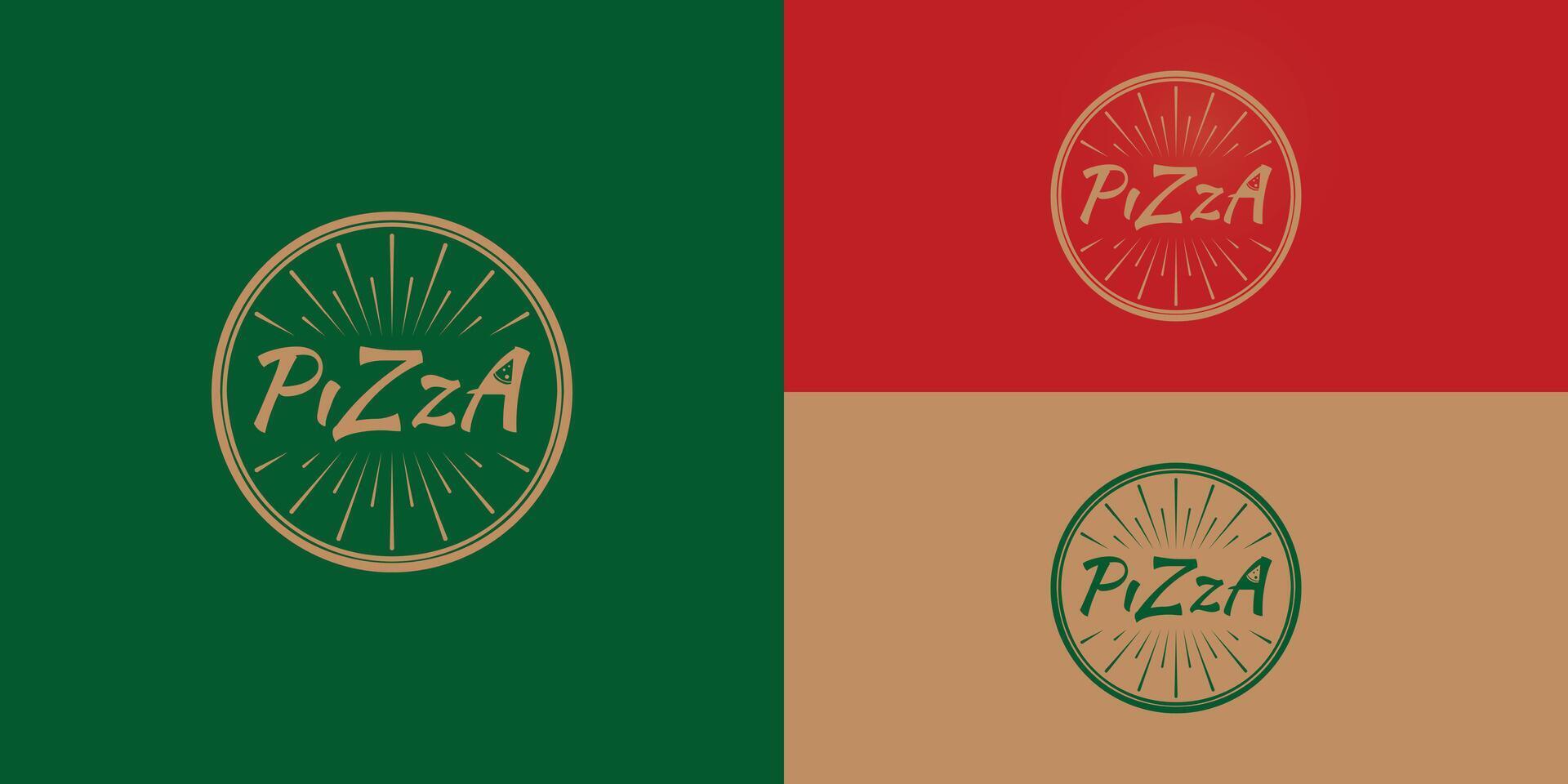rústico grunge letras tipografia do pizza apresentado com múltiplo fundo cores. a logotipo é adequado para velozes Comida e restaurante logotipo Projeto inspiração modelo vetor