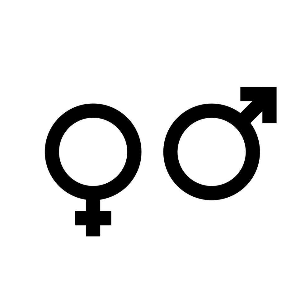 gênero símbolo. fêmea e masculino ícone. homem e mulher placa. Preto em branco fundo. vetor