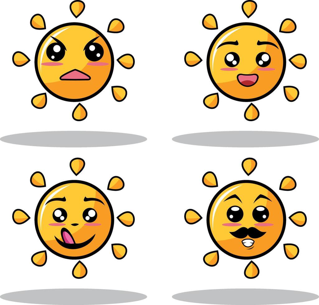 coleção do fofa emoticon emoji. rabisco desenho animado vetor