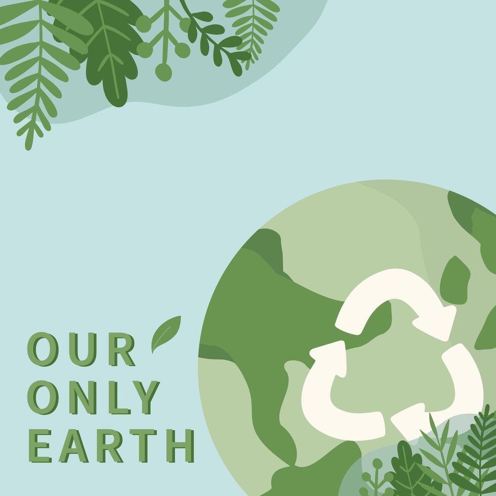 mão desenhado vetor ilustração do feliz terra dia, mundo meio Ambiente dia conceito mínimo plano rabisco desenho. verde reciclar terra. para rede, bandeira, campanha, social meios de comunicação publicar.