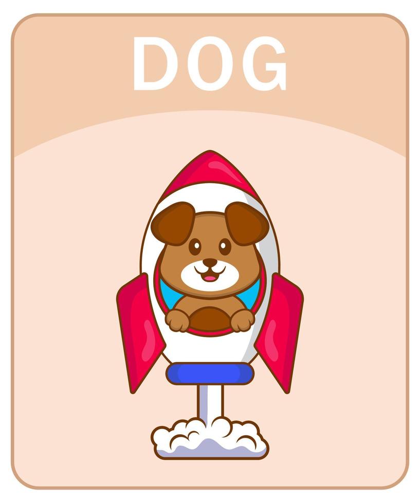 alfabeto flashcard com personagem de desenho animado de cachorro fofo. vetor