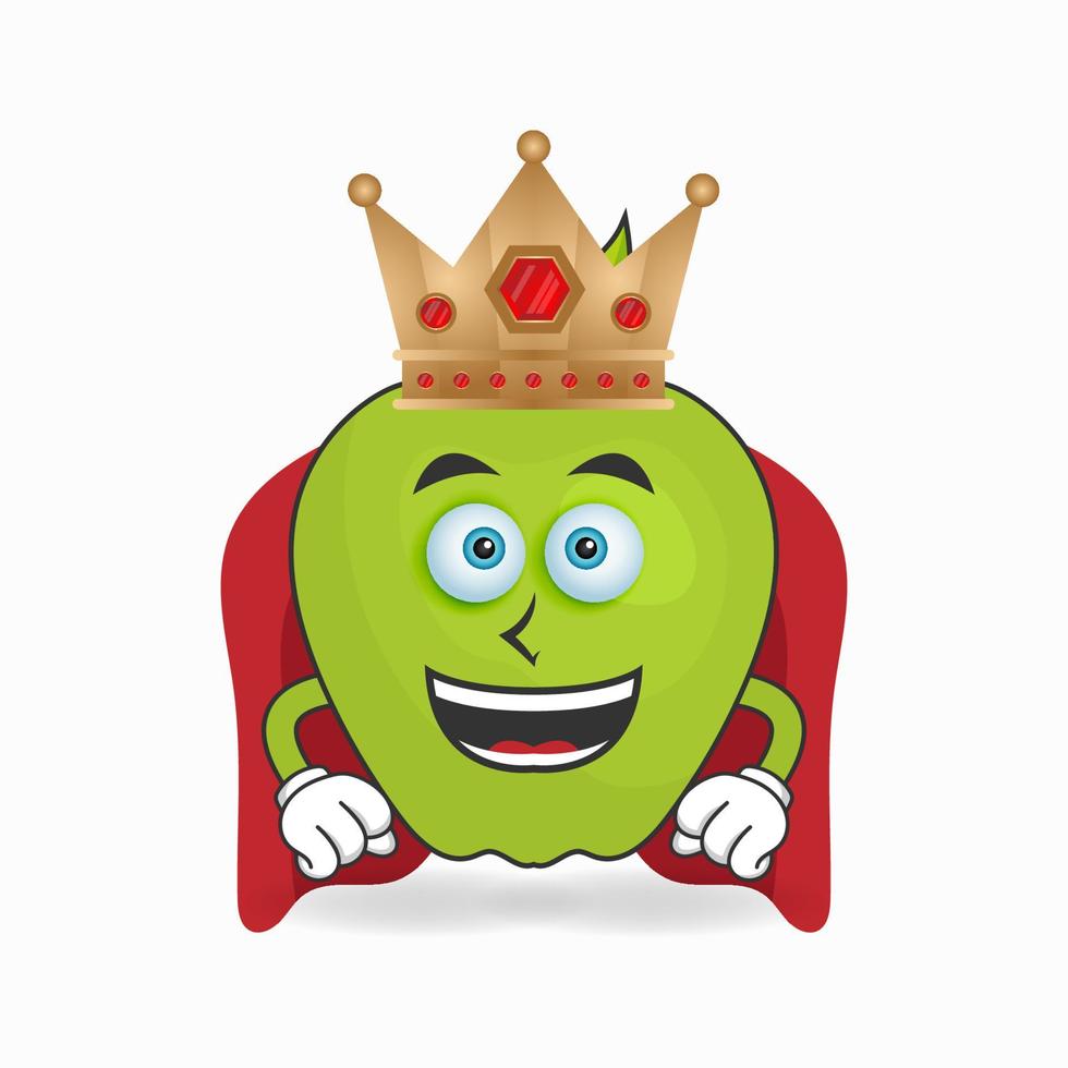 o personagem mascote da maçã se torna um rei. ilustração vetorial vetor