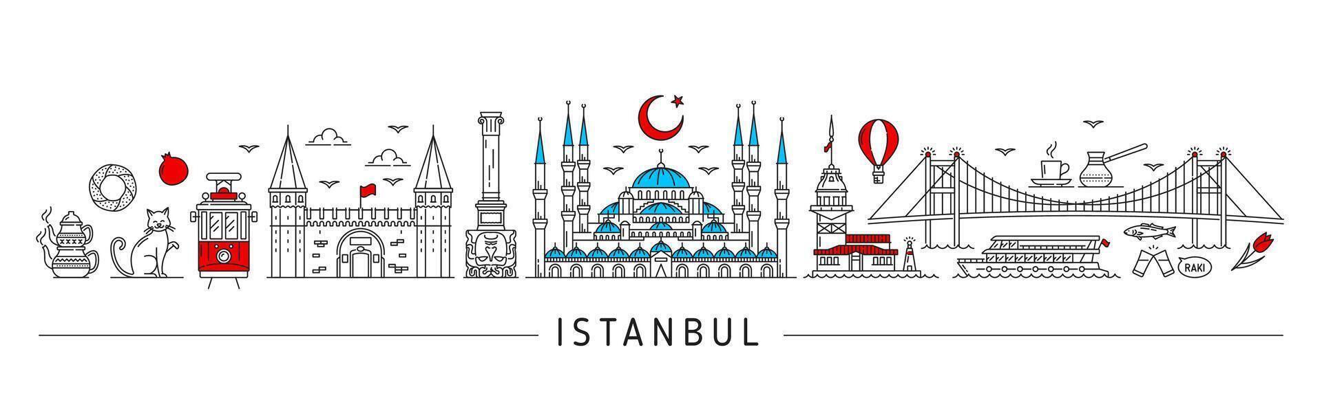 Istambul silhueta, turco viagem marcos vetor