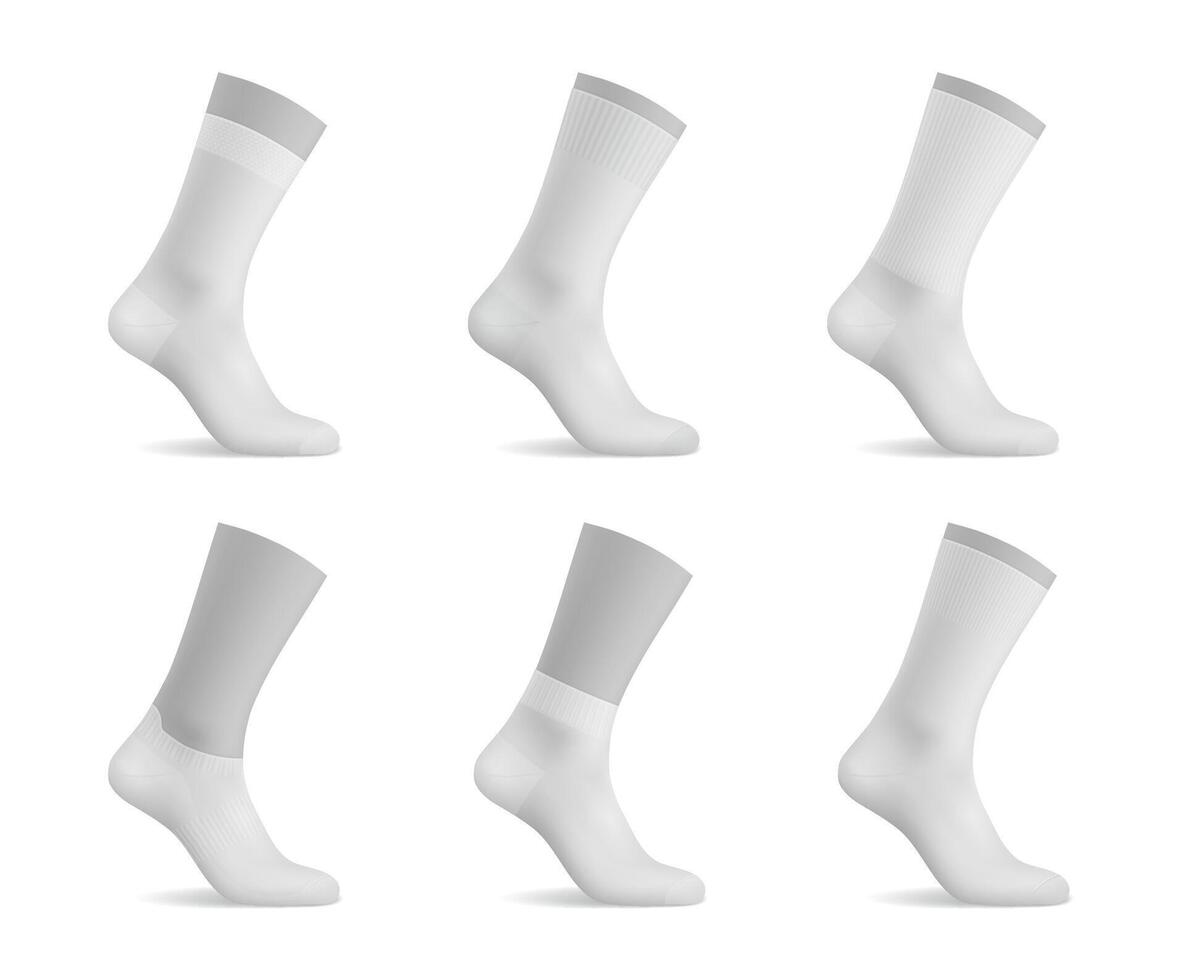 realista homem meias, branco maquetes do pé vestem vetor