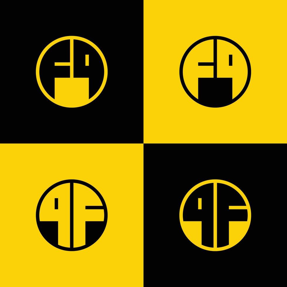 simples fq e qf cartas círculo logotipo definir, adequado para o negócio com fq e qf iniciais vetor
