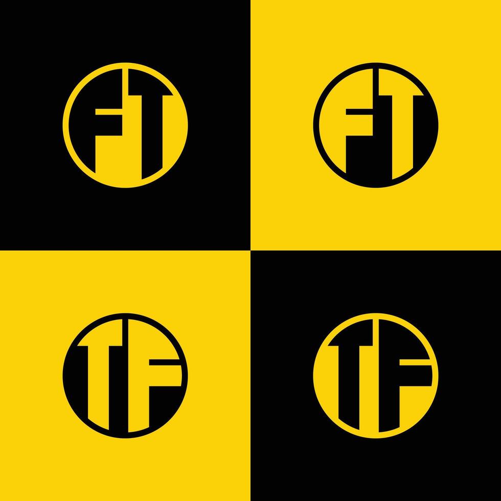 simples ft e tf cartas círculo logotipo definir, adequado para o negócio com ft e tf iniciais vetor