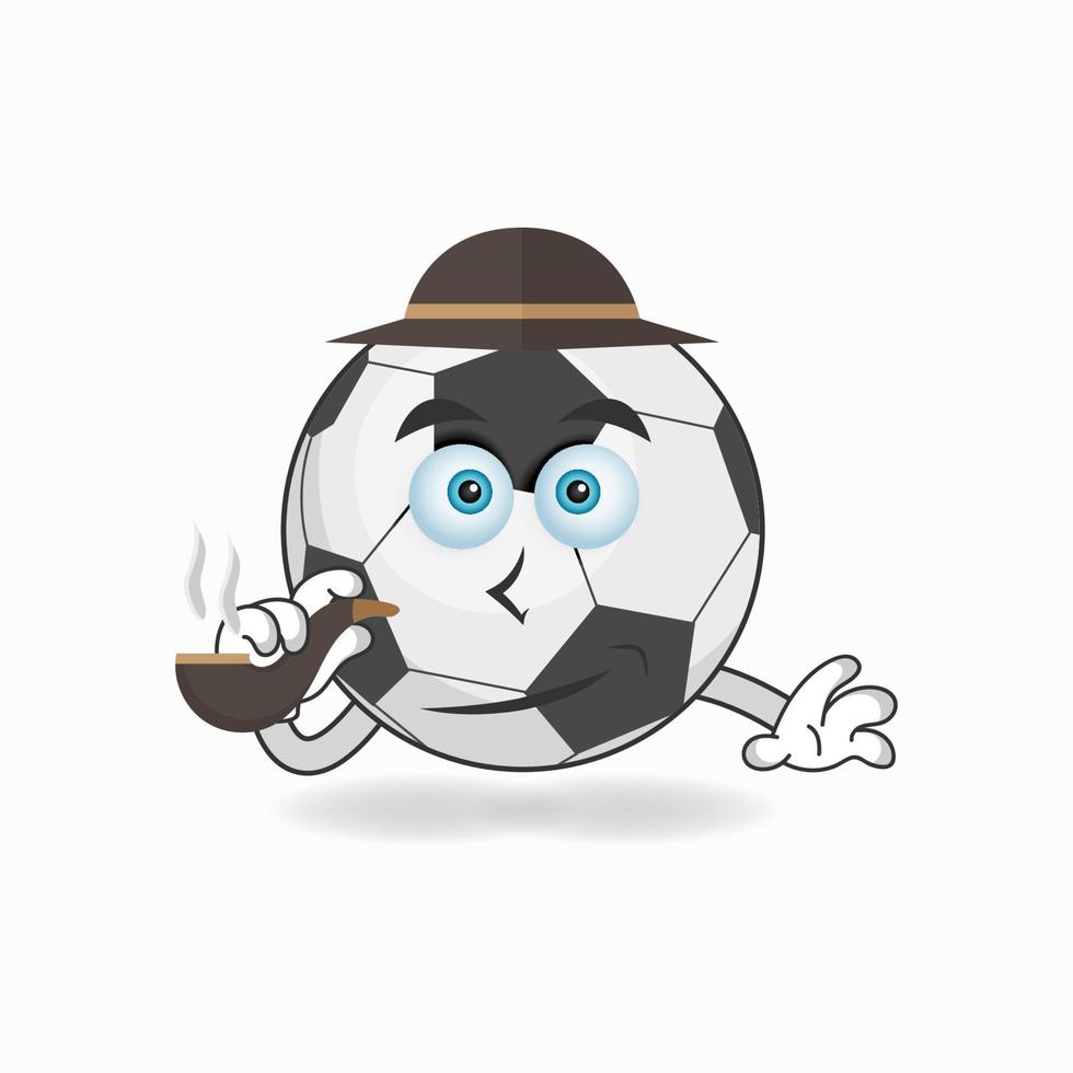personagem do mascote da bola de futebol fumando. ilustração vetorial vetor
