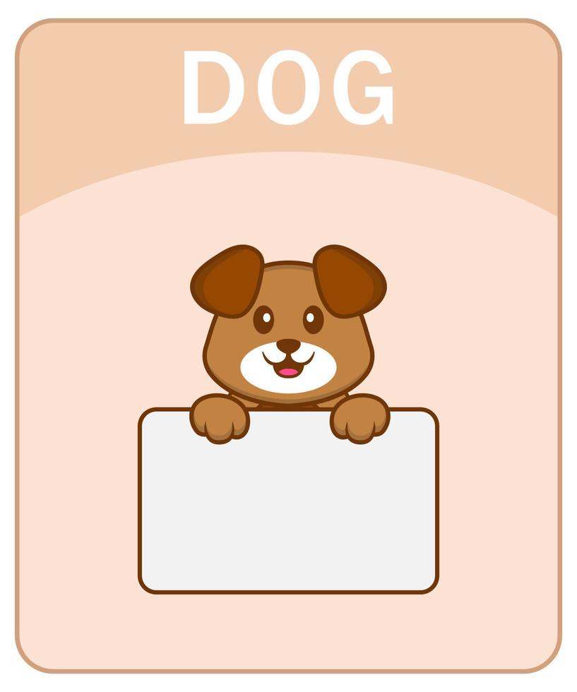 alfabeto flashcard com personagem de desenho animado de cachorro fofo. vetor