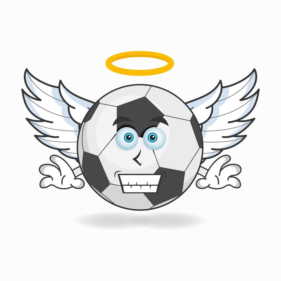 personagem do mascote da bola de futebol vestido como um anjo. ilustração vetorial vetor