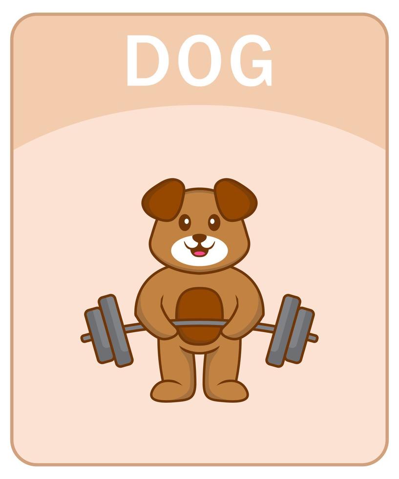 alfabeto flashcard com personagem de desenho animado de cachorro fofo. vetor