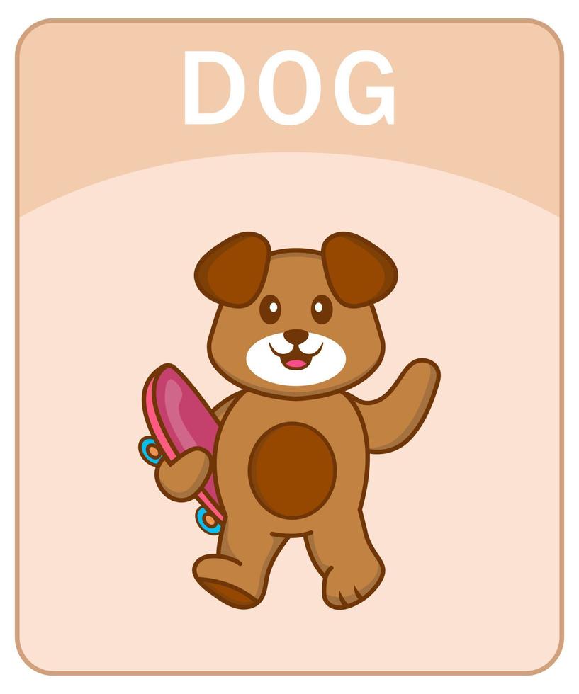 alfabeto flashcard com personagem de desenho animado de cachorro fofo. vetor