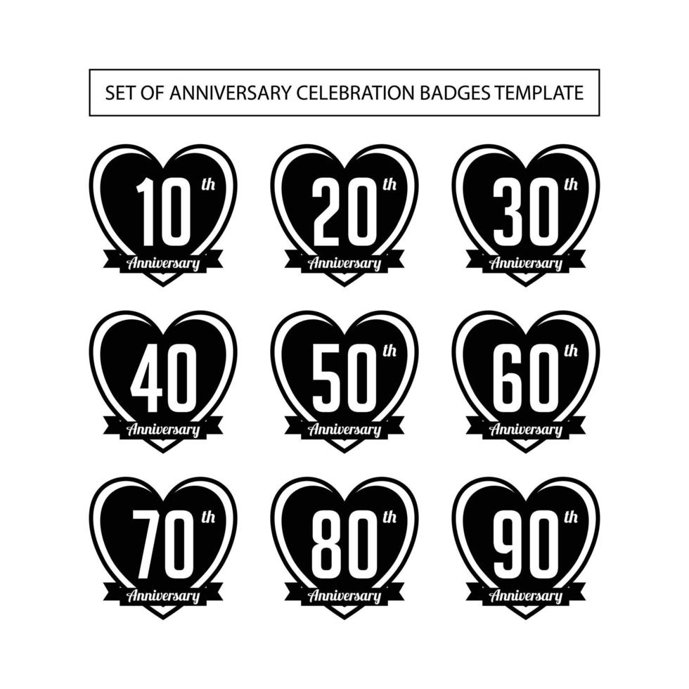 conjunto de modelo de emblemas de comemoração de aniversário vetor