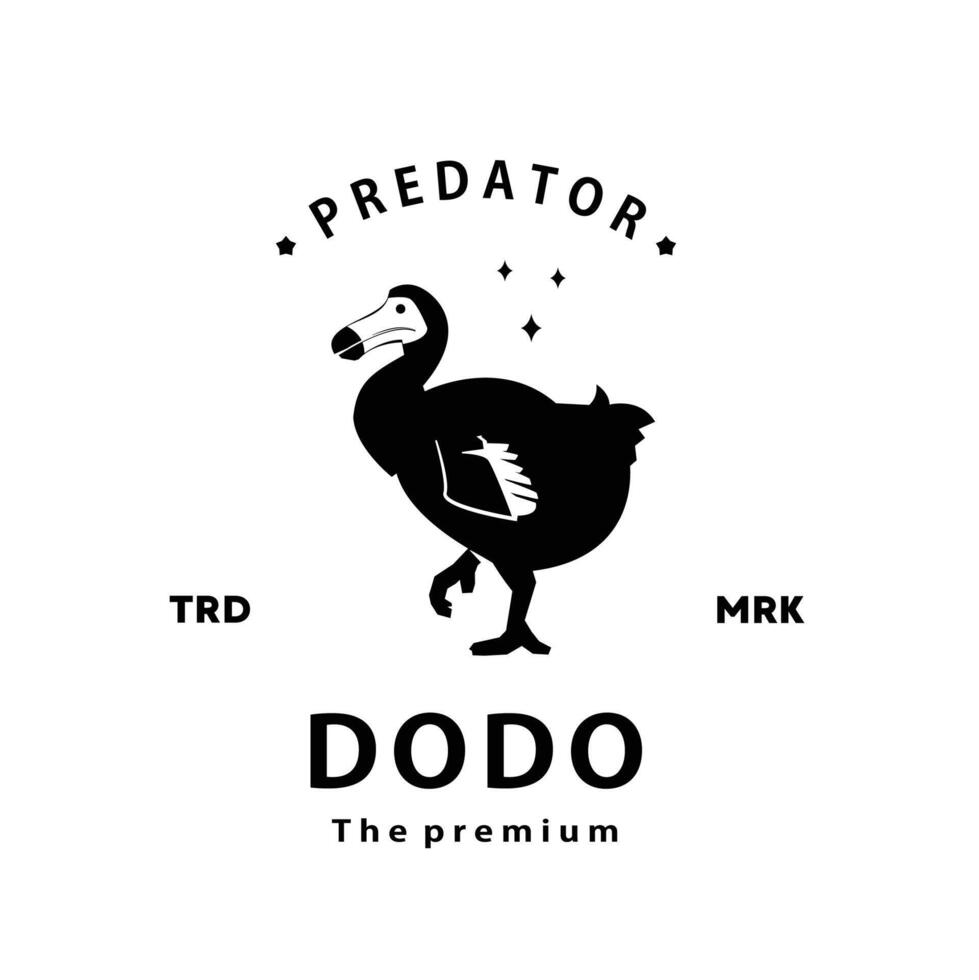 vintage retro hipster dodo logotipo vetor esboço silhueta arte ícone